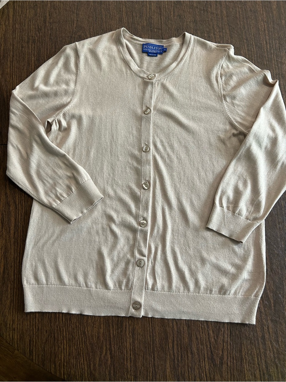 Pendleton Lightweight Button-Up Cardigan in Beige Size XL - Picture 6 of 6